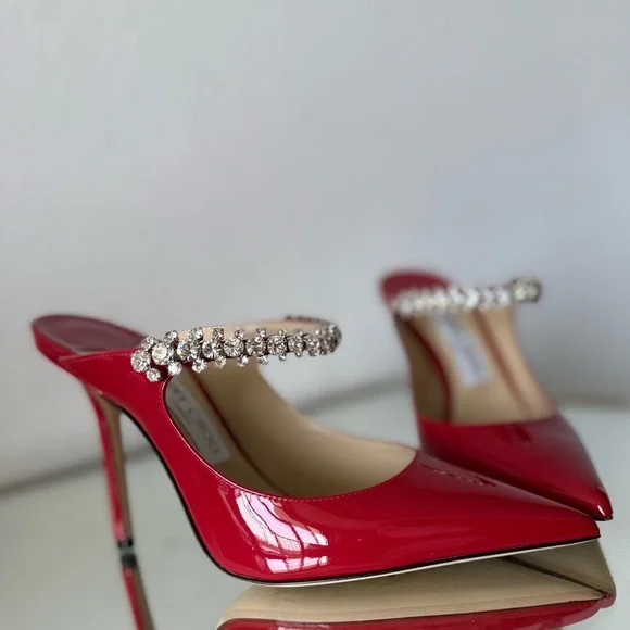 New Jimmy Choo Bing 100 Embellished High Heel Mules $1,095 37.5 - Picture 11 of 15